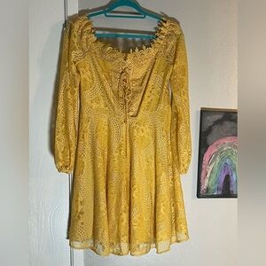 Yellow Lacy Mini Dress